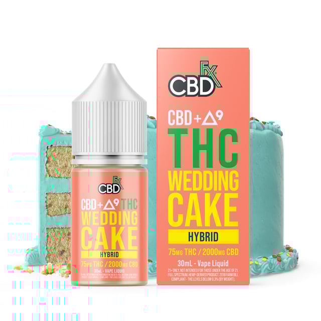CBD + Delta-9 THC Vape Juice: Wedding Cake - Hybrid