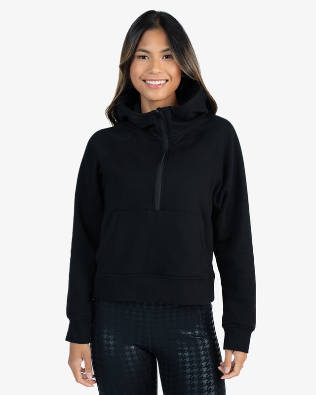 Classic Half Zip Up Hoodie - Black - FINAL SALE