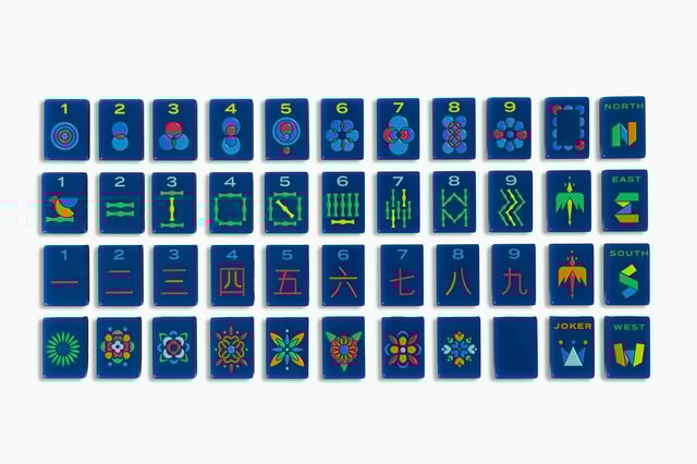 The Minimal Line: Admiral Blue Mahjong Tiles