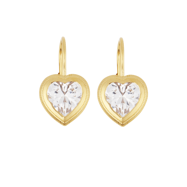 Bezel Heart Drop Earrings