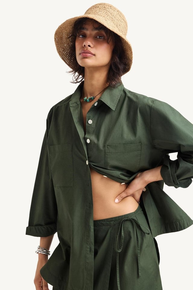 Nadia Shirt - Forest Cotton Poplin