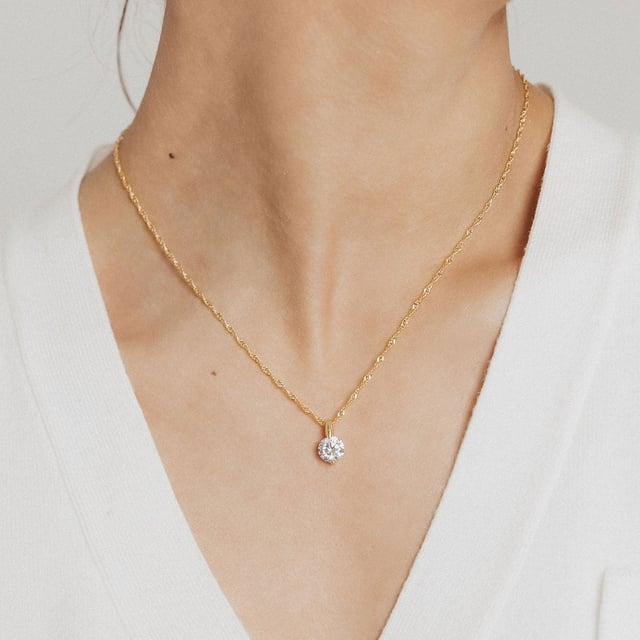 Adjustable Milano Twist Chain + Brilliant CZ Pendant Set in Gold Overlay