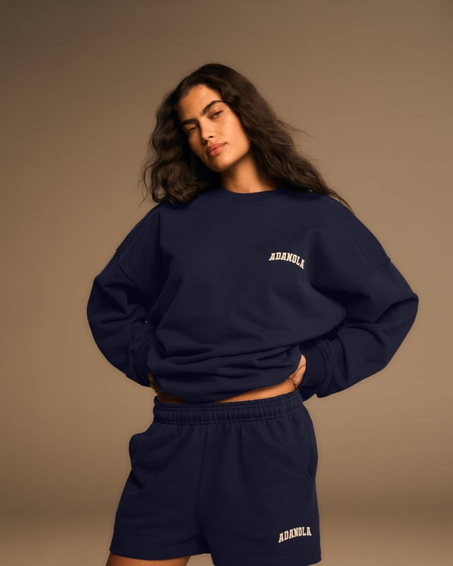 Varsity Oversized Sweatshirt - Navy Blue