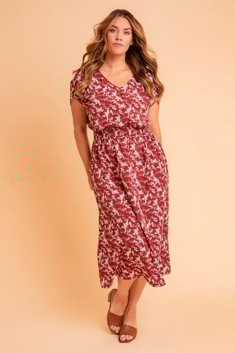 The Shirred Waist Printed Dress--BIRDK-2175