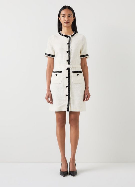 Charlie Ivory Italian Recycled Cotton-Blend Tweed Dress
