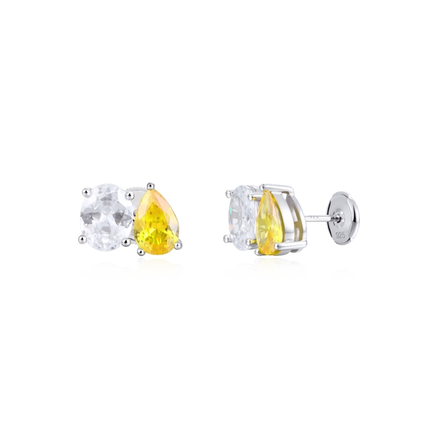 Moissanite Toi et Moi Stud Earrings – Oval & Pear