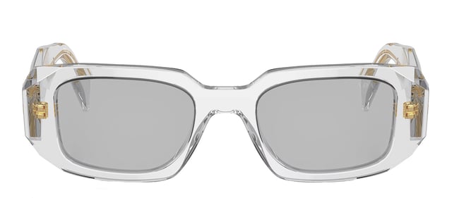 Prada PR 17WS 12R30B Rectangle Plastic Grey Sunglasses with Grey Lens