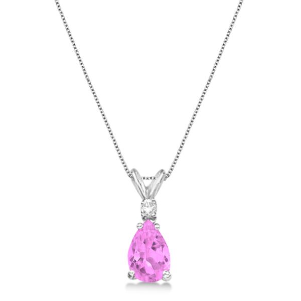 Pear Lab Pink Sapphire & Diamond Solitaire Pendant Necklace 14k White Gold (0.75ct)