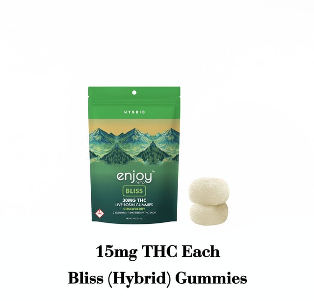 Live Rosin 30 mg Delta 9 THC Gummies for Bliss - Hybrid-Infused Strawberry