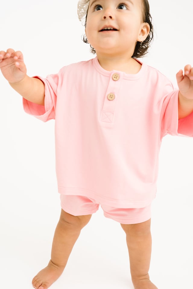 Peony Bamboo Button Slouchy Set