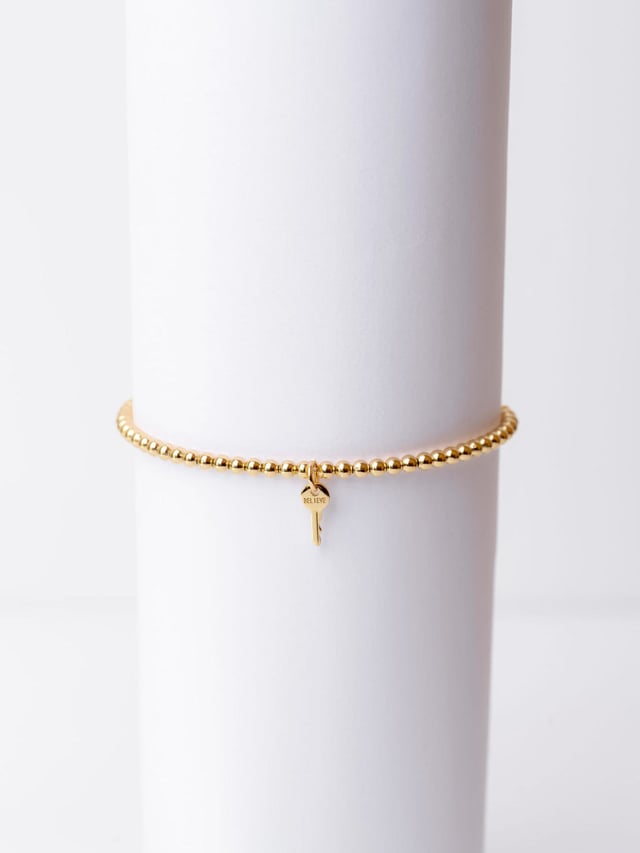 Metallic Bead Mini Key Bracelet