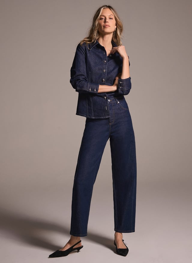 Dark Indigo Barrel Leg Jeans