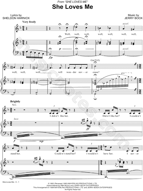 "She Loves Me" from 'She Loves Me' Sheet Music in F Major (transposable) - Download & Print