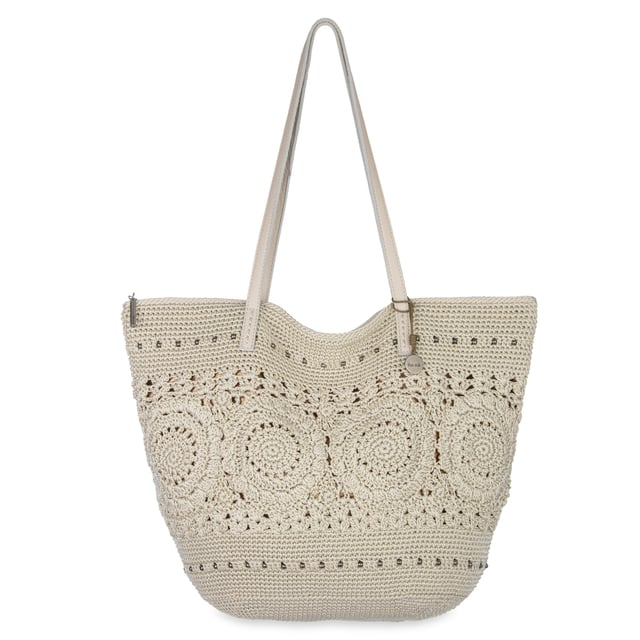 Faye Large Tote - Hand Crochet - Natural Medallion