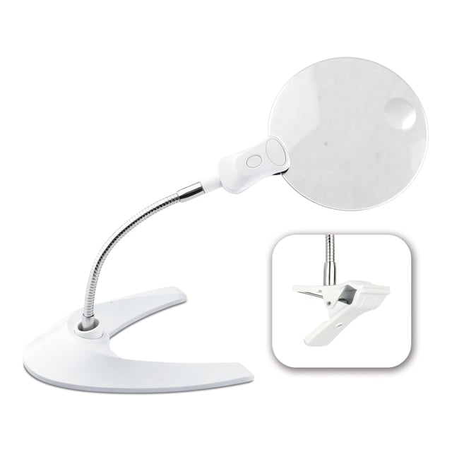 5-Inch LED Magnifier with Clip and Stand