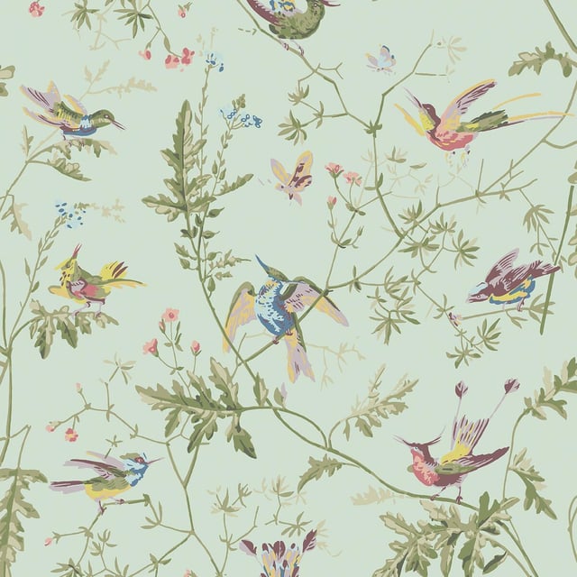Cole & Son Hummingbirds Blue Multi-Colour Wallpaper