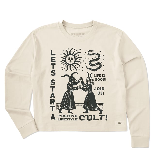 Women's Let's Start a Cult Long Sleeve Crusher Boxy Tee