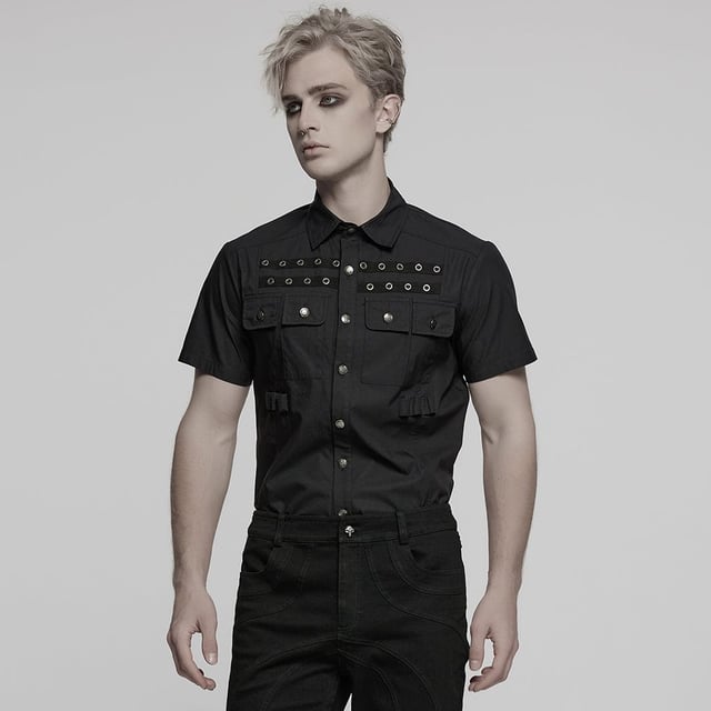 Men's Punk Pocket Eyelet Shirt