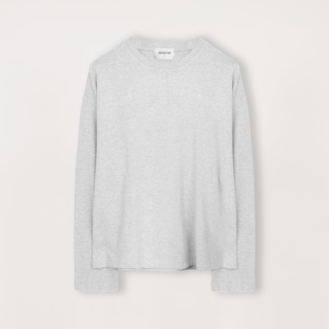 Cropped Long Sleeve T-Shirt - Light Marl Grey