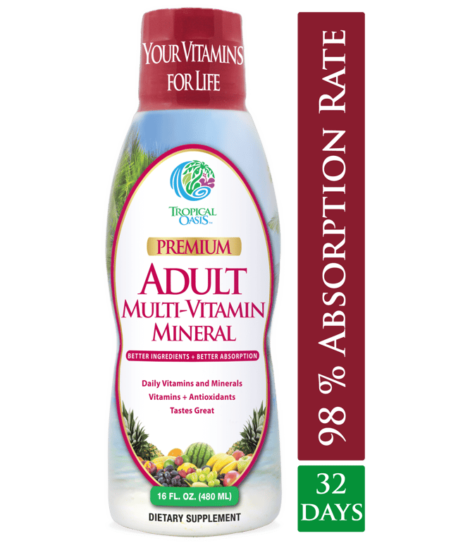 Tropical Oasis Adult Multi Vitamin and Mineral Liquid Supplement ,16 fl oz, 32 servings