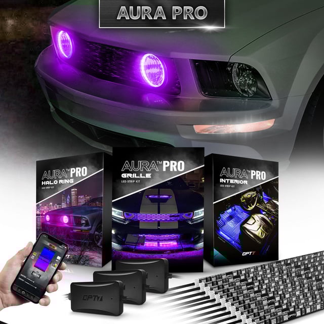 AURA 5th gen (S197) Mustang Bundle: RGB Halo O rings + Grille + Interior w- Bluetooth