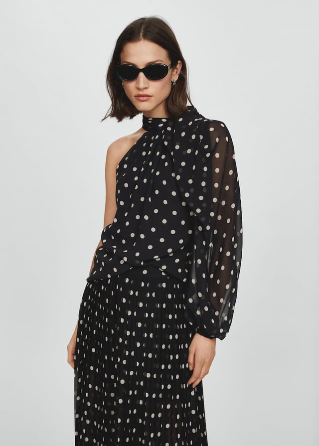 Asymmetric polka dot blouse - Women | MANGO OUTLET USA