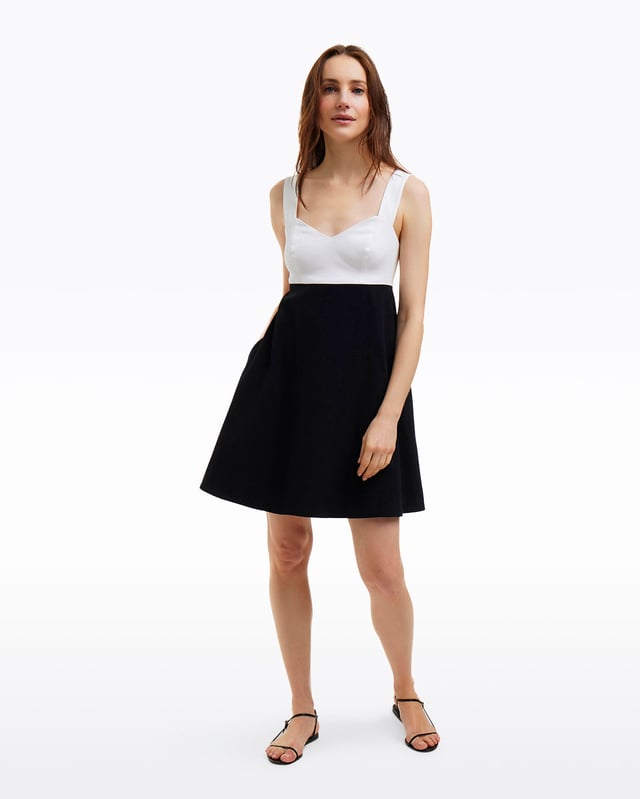 Henrietta Mini Dress in Black and White