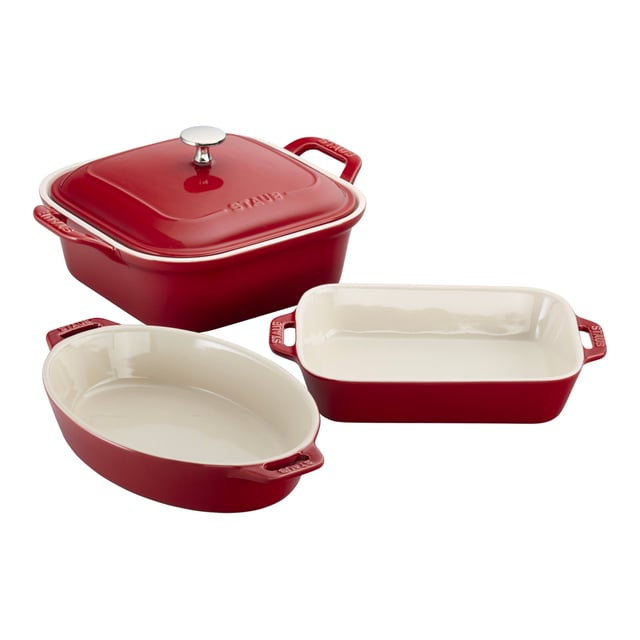 Staub Ceramic - Mixed Baking Dish Sets 4-pc, Mixed Baking Dish Set, cherry