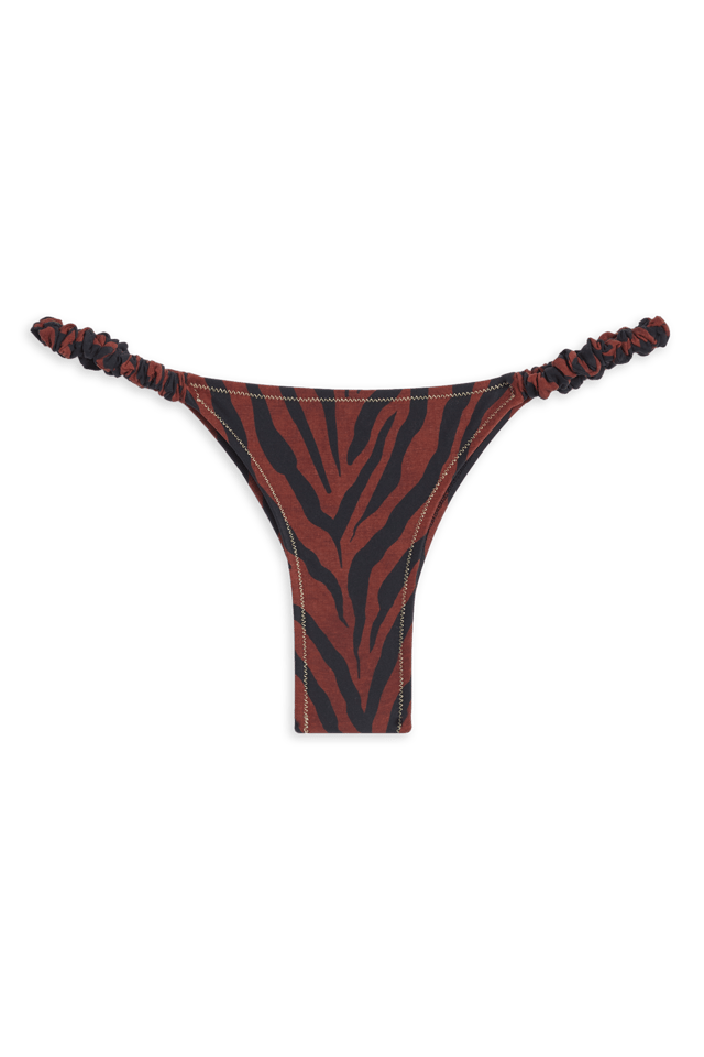 Scrunchie Bikini Bottom // Brown Tiger Print