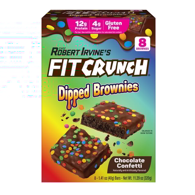 FITCRUNCH Dipped Protein Brownies (8 Brownies, Chocolate Confetti)