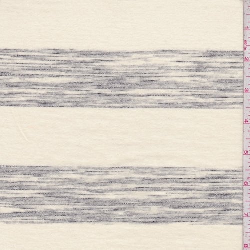 Creamy Ivory/Charcoal Static Stripe Jersey Knit Fabric