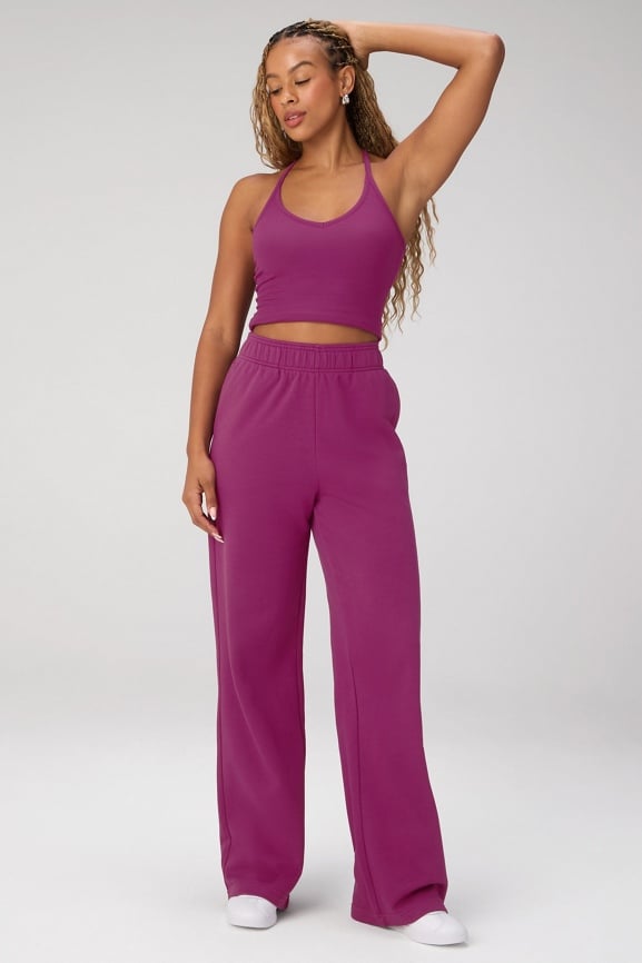 Soft Modal V-Neck Tank + Year Round Terry Wide Leg Sweatpant 2-Piece Outfit