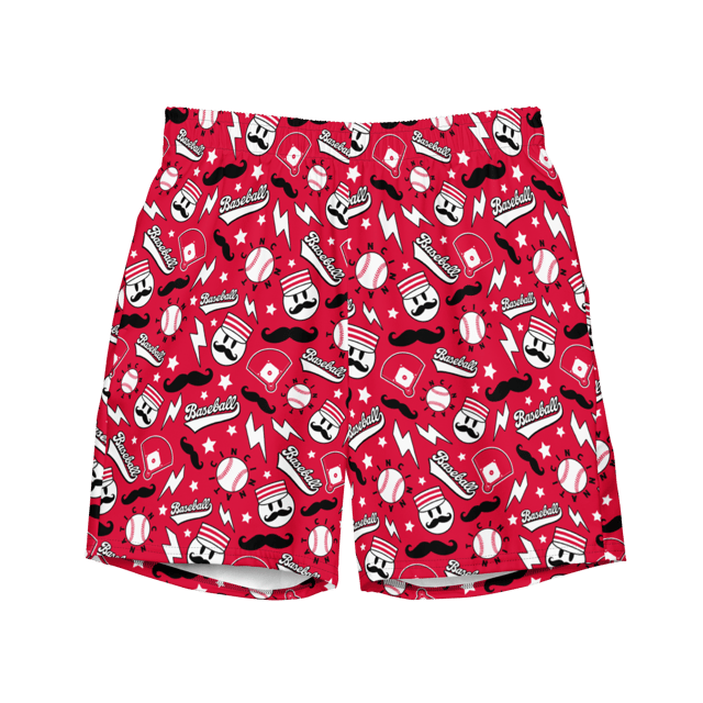 Baseball Mustache Swim Trunks