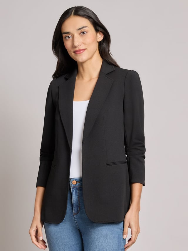 Notch Collar Scrunch Sleeve Jacket