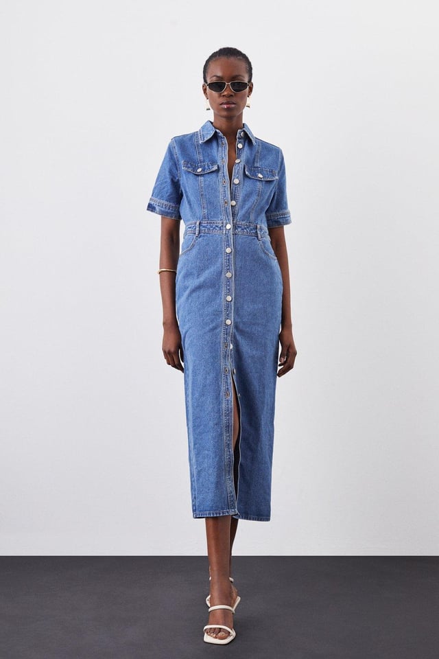 Denim Maxi Shirt Dress | Karen Millen