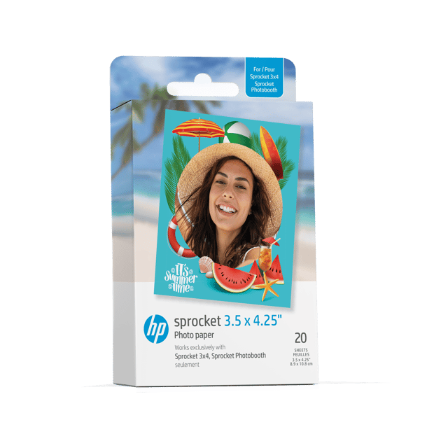 HP Sprocket 3.5 x 4.25” Zink Sticky-backed Photo Paper (20 Pack) Compatible with HP Sprocket 3x4 Photo Printer