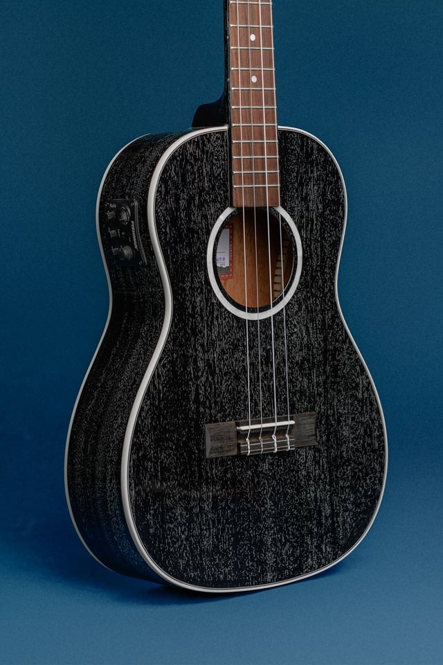 All Solid Salt & Pepper Doghair Mahogany Baritone Ukulele