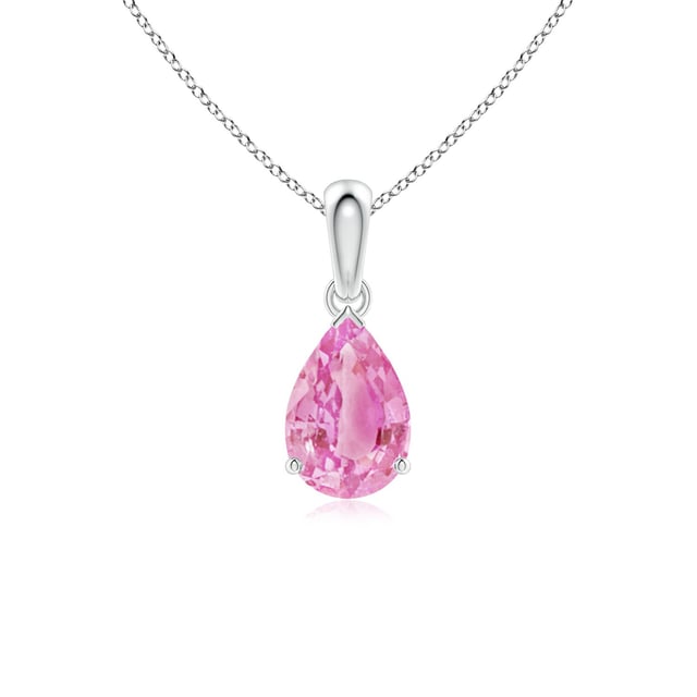Prong-Set Pear Pink Sapphire Solitaire Pendant