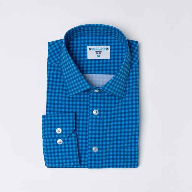 Range Shirt - White w/ Ocean Blue Windowpane