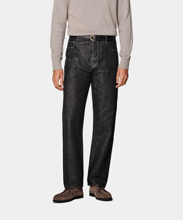 Dark Grey Straight Leg Tapered Jeans