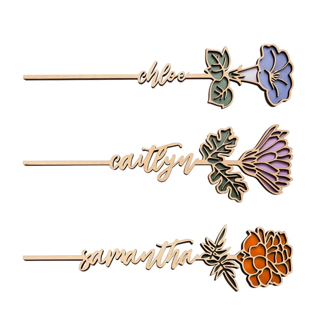 Personalized Birth Flower Wooden Decor