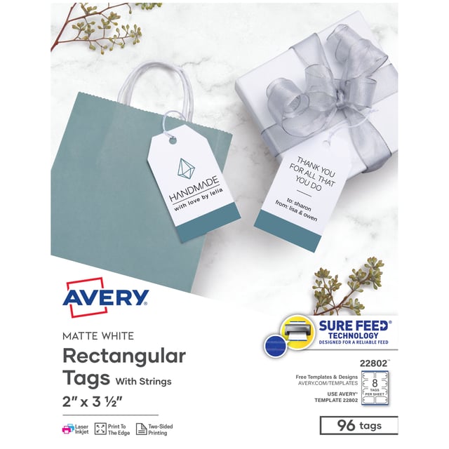 Template for Avery 22802 Printable Tags with Strings 2" x 3-1/2" | Avery.com