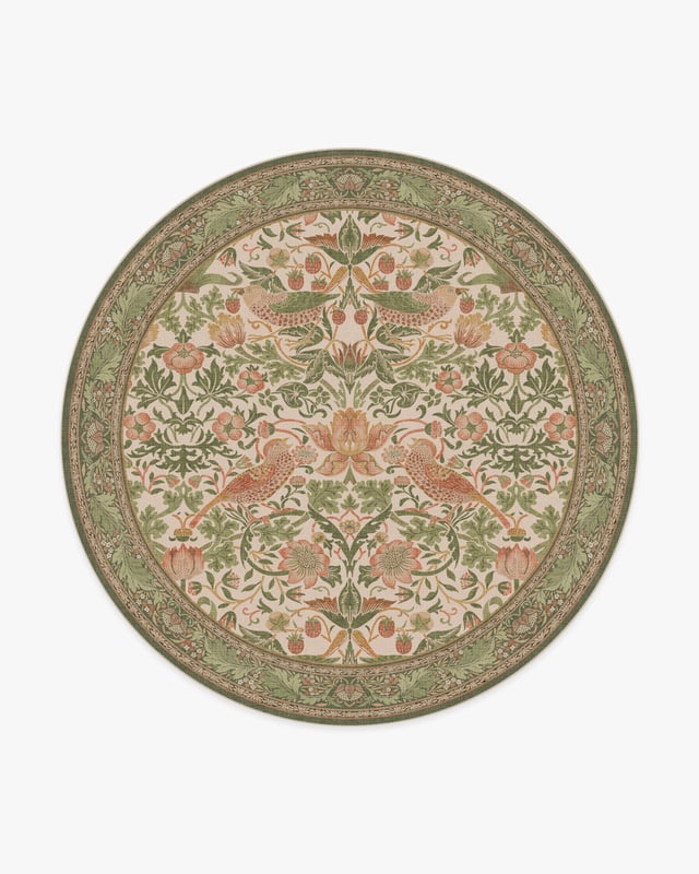 Morris & Co. Strawberry Thief Sage & Rose Tufted Rug | Ruggable