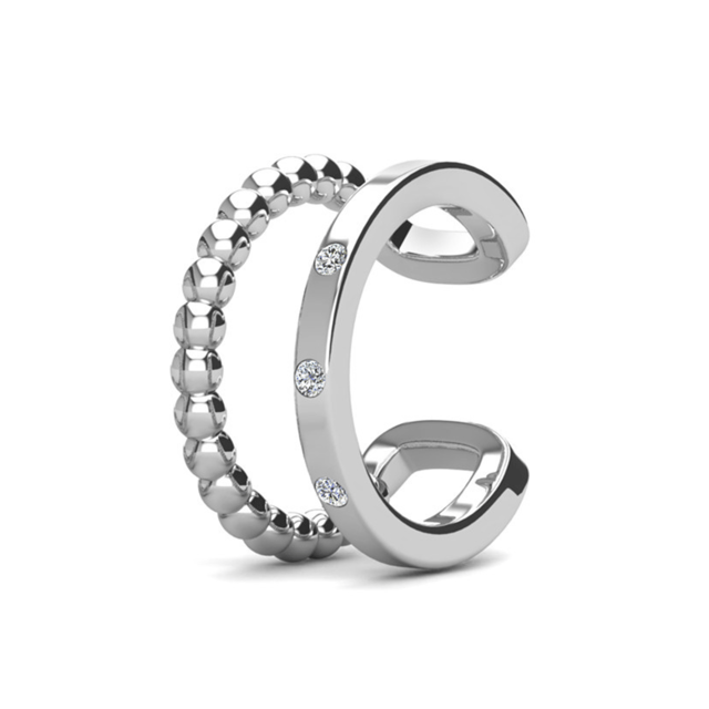 Sasha 18k White Gold Plated Hoop Ear Cuff with Swarovski Crystals