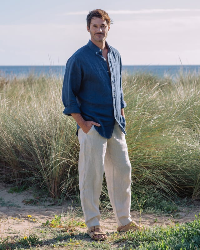 Men's linen pants PALERMO in Natural melange