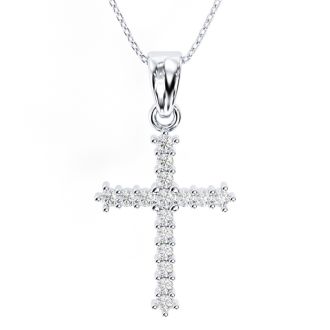 Classic 1/4ct Natural Diamond Cross Pendant in 10k White Gold
