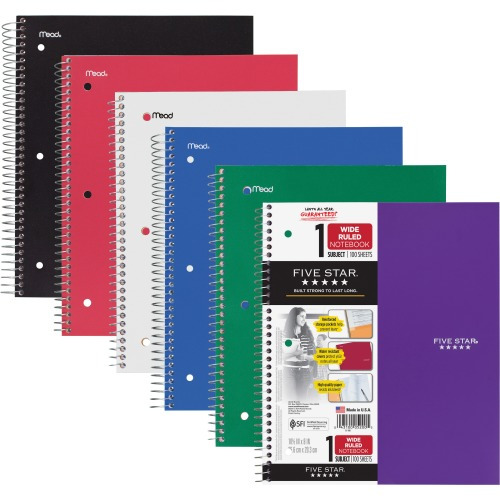 Five Star Wirebound Wide Rule 1-Subject Notebook