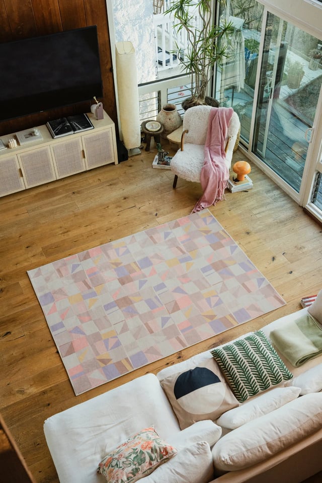 Modern Mosaic Purple Pastel Rug by Jonnie Li