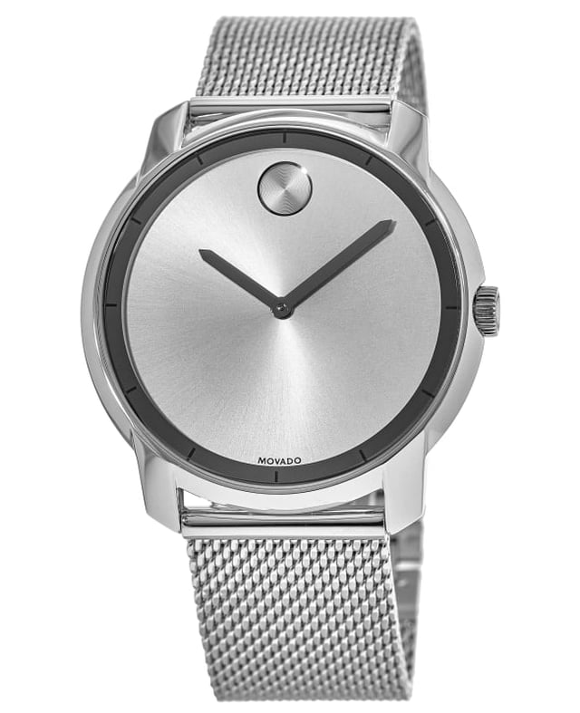 Movado Bold Silver Sunray Mesh Bracelet 44mm Men's Watch 3600260