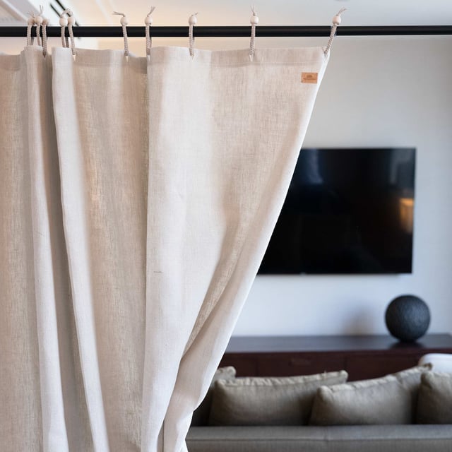 Montebello 24" x 72" Organic Hemp Curtain with rings (Mini Stall Shower or Draperies)